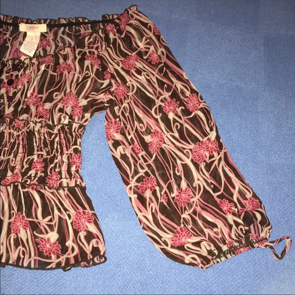 Candie’s,girl’s brown & pink 3/4 sleeves top.Size L. - Picture 3 of 6
